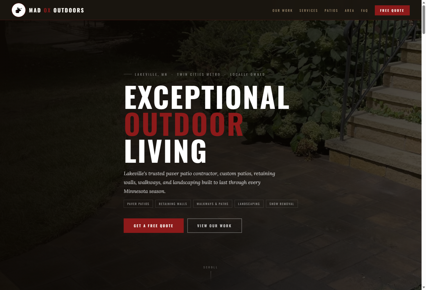 A live customer website built with Bedrock (Mad Ox Outdoors)